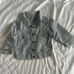 GAP Kids Blue and White Striped Jean Jacket